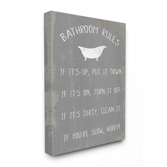 Stupell Industries Countryside Bathroom Rules Sign with Claw Bath Canvas Wall Art